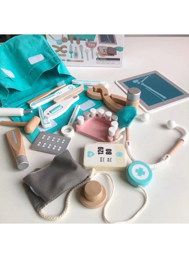 لعبة طبيب الأسنان المنزلية للأطفال، لعبة محاكاة المكياج، مجموعة طبية خشبية تفاعلية، ألعاب الوالدين والطفل، أدوات الطبيب - اللون: مجموعة طبيب الأسنان - Image 3