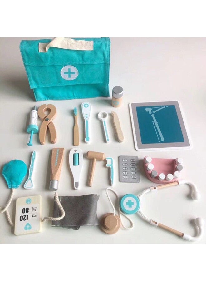 لعبة طبيب الأسنان المنزلية للأطفال، لعبة محاكاة المكياج، مجموعة طبية خشبية تفاعلية، ألعاب الوالدين والطفل، أدوات الطبيب - اللون: مجموعة طبيب الأسنان - Image 2