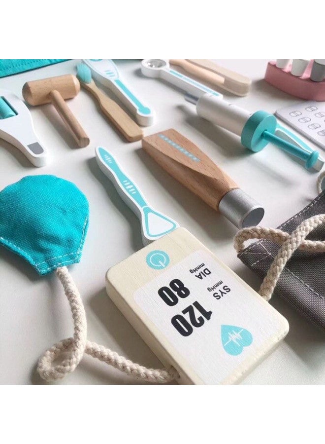 لعبة طبيب الأسنان المنزلية للأطفال، لعبة محاكاة المكياج، مجموعة طبية خشبية تفاعلية، ألعاب الوالدين والطفل، أدوات الطبيب - اللون: مجموعة طبيب الأسنان - Image 4