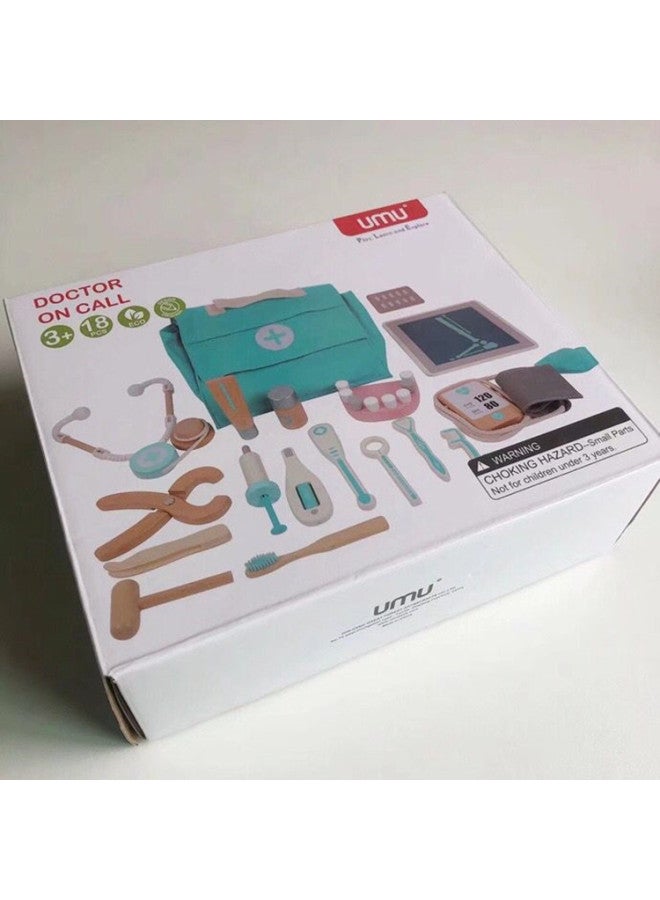 لعبة طبيب الأسنان المنزلية للأطفال، لعبة محاكاة المكياج، مجموعة طبية خشبية تفاعلية، ألعاب الوالدين والطفل، أدوات الطبيب - اللون: مجموعة طبيب الأسنان - Image 5