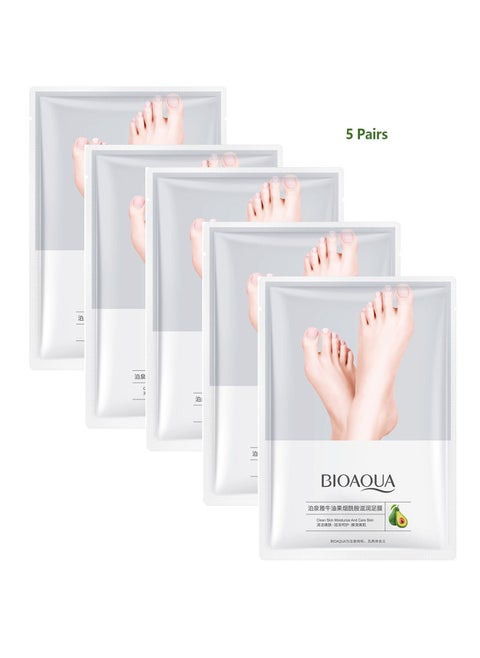 5 Pairs Avocado Moisturizing Foot Mask Mildly Nourish Soothes Exfoliating Repairing Foot Mask Foot Care Repair Dry Cracked Feet Peeling Away Dead Skin