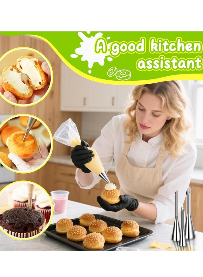 3 Pieces Cream Piping Tips, Stainless Steel Long Cream Puff Nozzle Decor Small Pastry Icing Piping Decorating Tools - Image 4