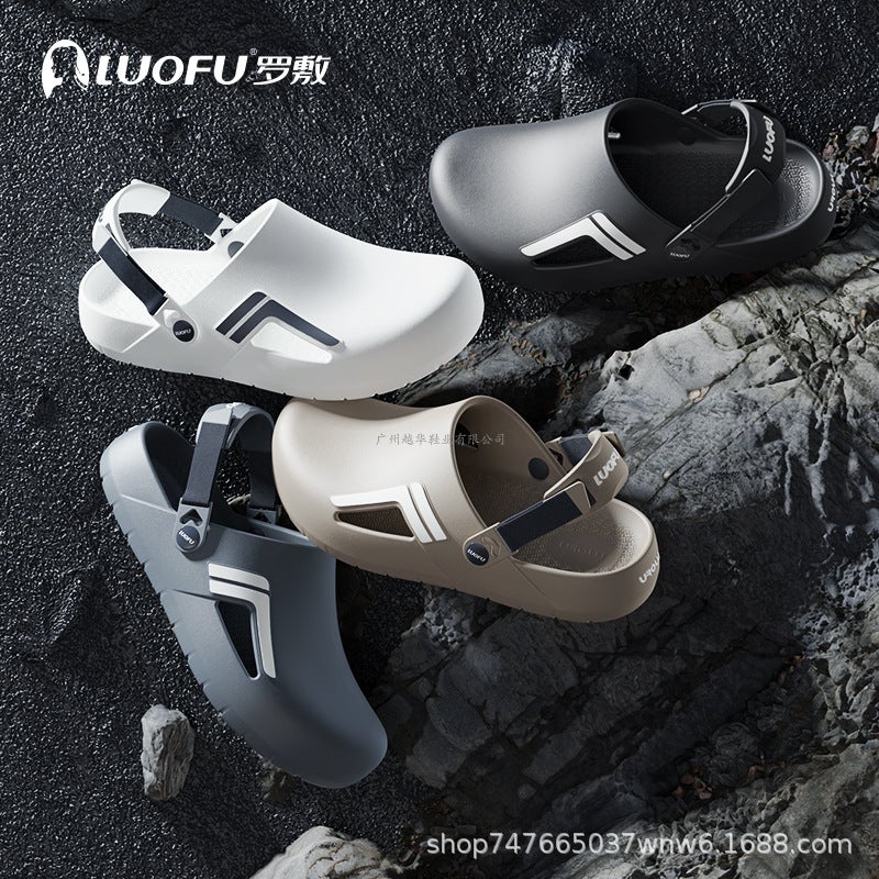 Luo Fu Luofu Hole Shoes Men'S Summer Lightweight Non-Slip Breathable Baotou Outdoor Fashion Simple Couple Sandals - Image 2