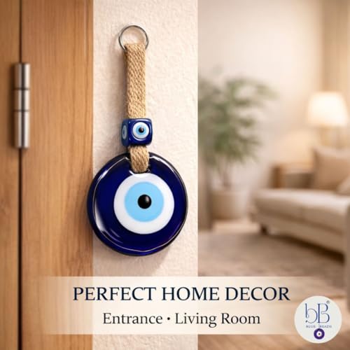 BLUE BEADS Feng Shui Vastu Blue Authentic Turkish Design Glass Evil Eye with Jute Hanging for Door/Nazar Suraksha Amulet Decoration Home/Office - Image 5