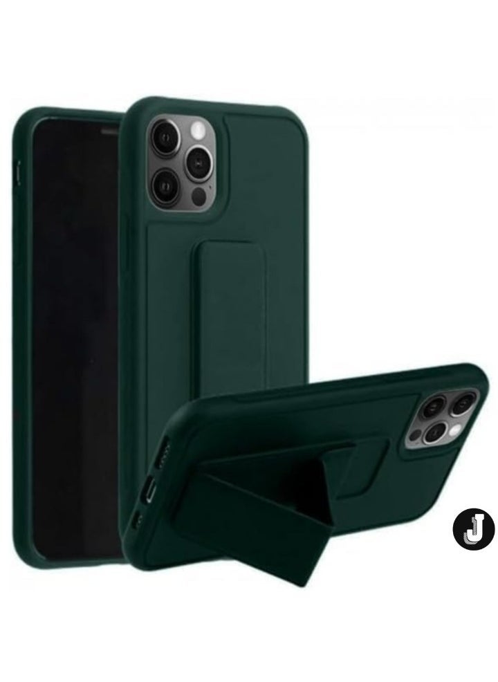 JAJEEK iPhone 16 Pro Max Green Magnetic Car Mount Kickstand Case – Premium Silicone with Vertical & Horizontal Hand Strap and Multi-Stand Functionality - Image 4