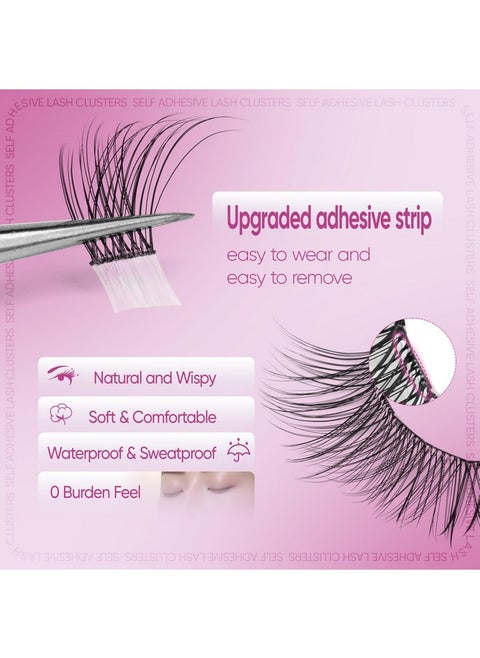 Hesive Eyelashes Pre-Glued Lash Clusters Natural Eyelash Clusters Self Adhesive Lashes 3D Wispy Diy Lash Extension C Curl No Glue 120Pcs Individual Lashes With Tweezers By Zenotti