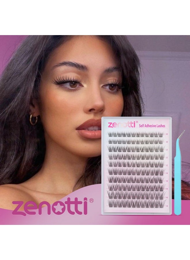 Hesive Eyelashes Pre-Glued Lash Clusters Natural Eyelash Clusters Self Adhesive Lashes 3D Wispy Diy Lash Extension C Curl No Glue 120Pcs Individual Lashes With Tweezers By Zenotti