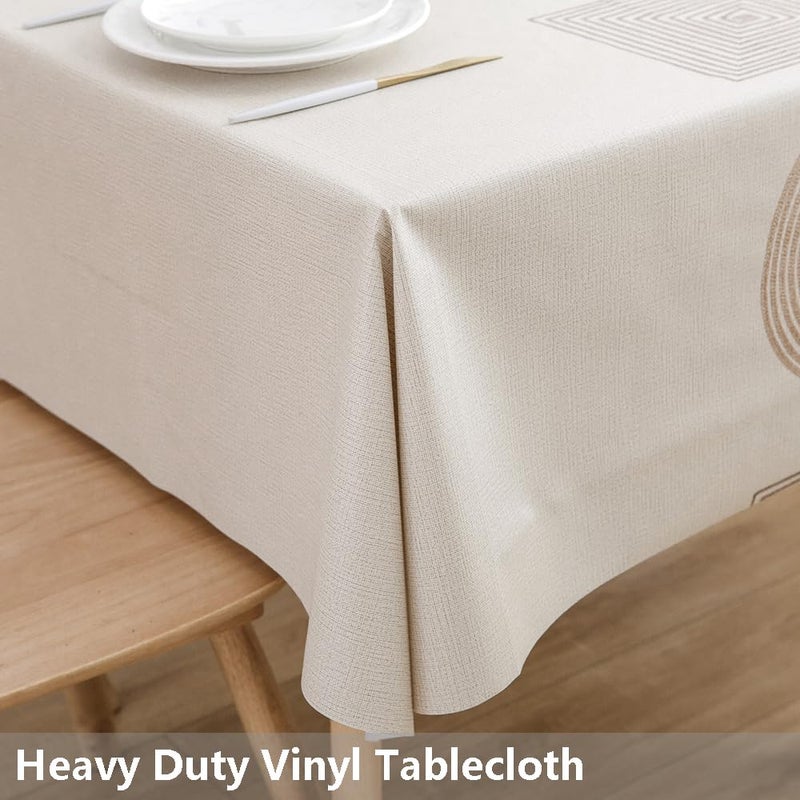 TruDelve Heavy Duty Vinyl Table Cloth Plastic Table Cloth for Kitchen Dining Table Wipeable PVC Waterproof Tablecloth for Rectangle Table(54"x72",Geometry) - Image 2