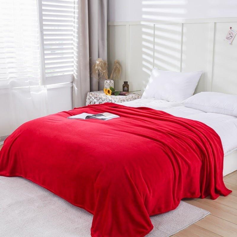 Solid Color Blanket Coral Fleece Thickened Flannel Nap Single Double Blanket Will Sell Gift Blanket - Image 1