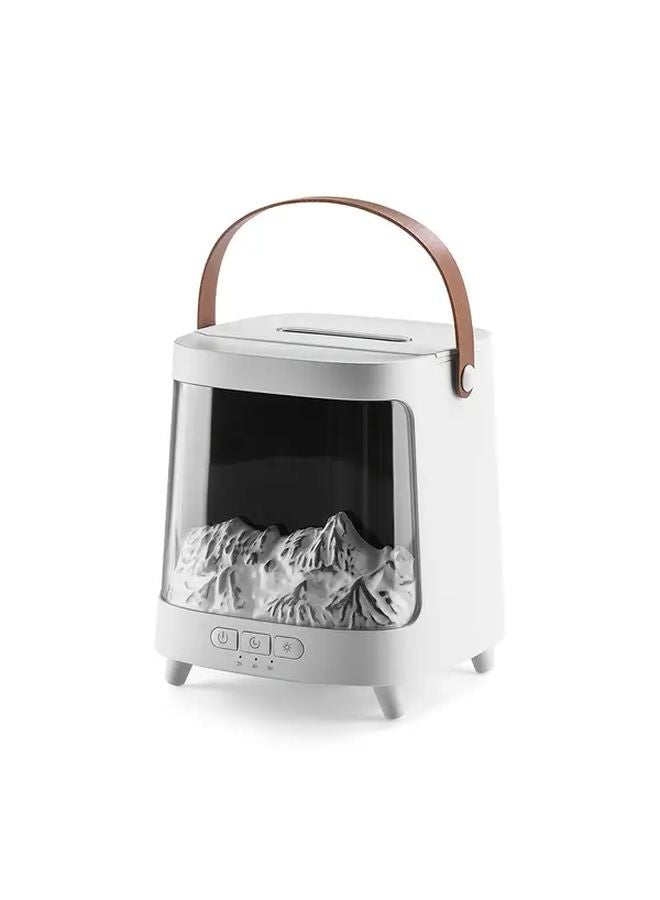 White 2 In 1 Essential Oil Diffuser And 3D Fireplace With 7 Color Night Light USB Powered - Image 1