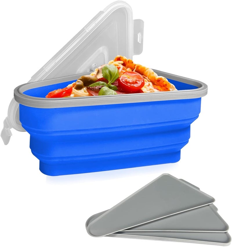 TORIOX TORIOX Pizza Storage Container Bundle includes a Microwaveable NonToxic BPAFree Expandable Pizza Container with 5 Serving Trays Blue - Image 1