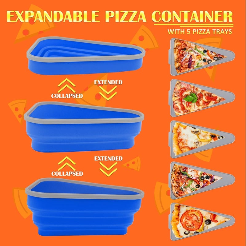 TORIOX TORIOX Pizza Storage Container Bundle includes a Microwaveable NonToxic BPAFree Expandable Pizza Container with 5 Serving Trays Blue - Image 2