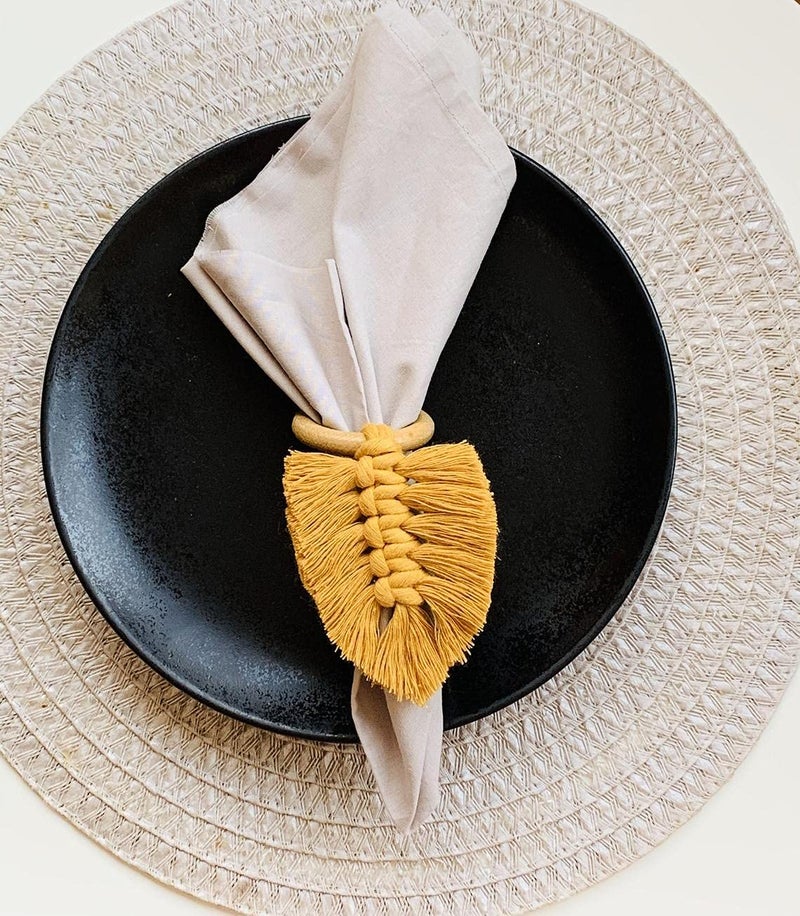 SILVERBILL Napkin Rings Set of 6 Napkin Holder Boho Table Setting Home Dcor Macrame Wedding DecorMulticolor - Image 4