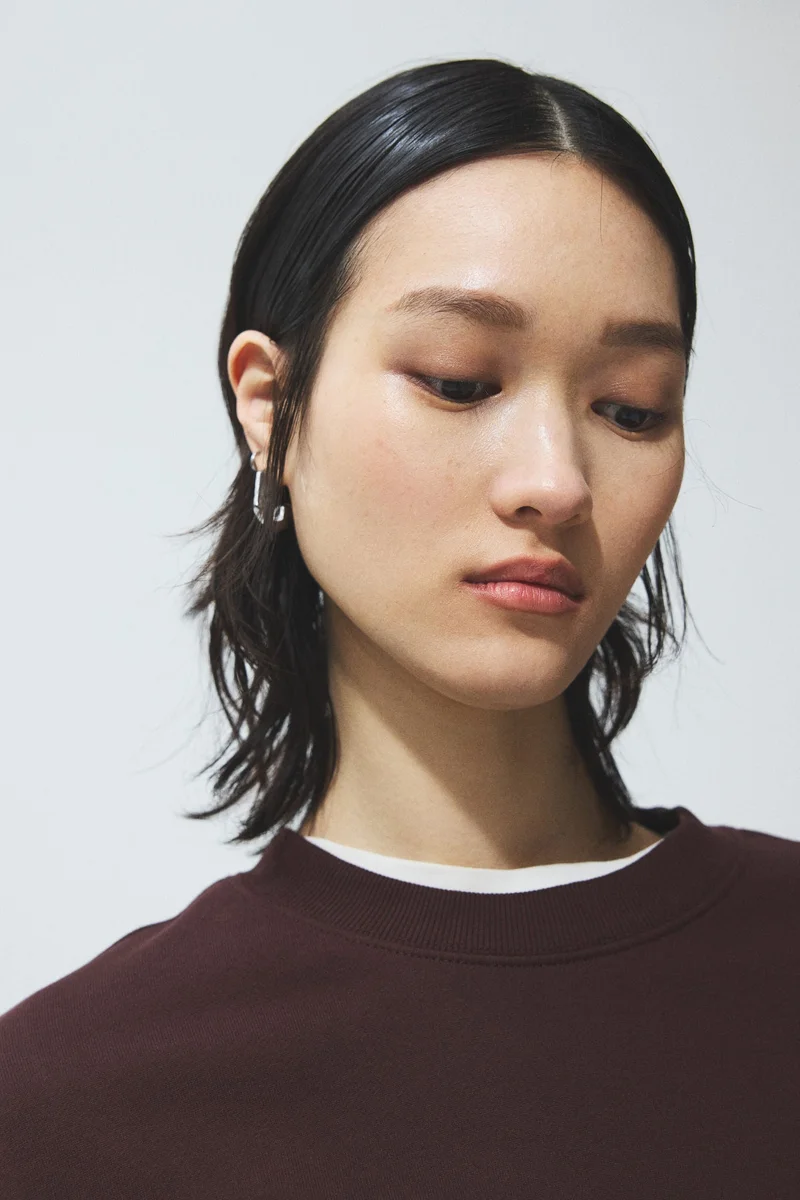 اتش اند ام سويت شيرت قطني بقصة واسعة