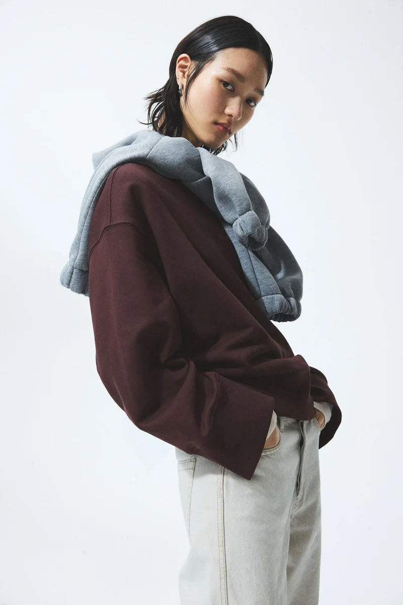 اتش اند ام سويت شيرت قطني بقصة واسعة