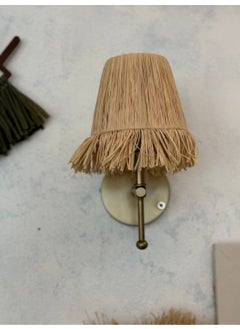 Maison Avf Bohemian Wicker Raffia Fringed Handmade Antique Gold Led Wall Lamp  - Image 4