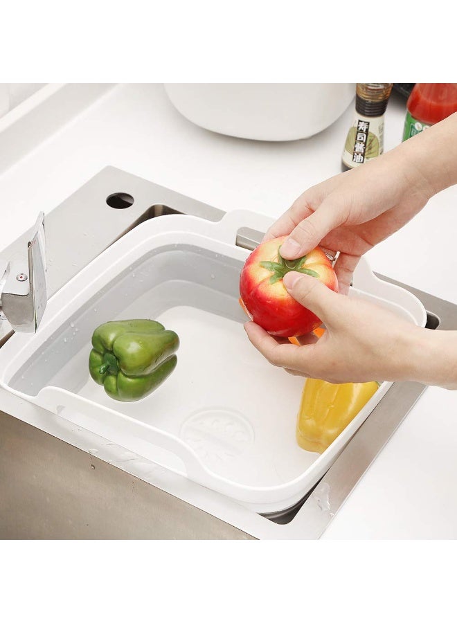 9L Collapsible Dish Basin with Drain Plug – Foldable Washing Tub with Handles, Portable Sink for RV, Camping, Kitchen, Grey - Image 5