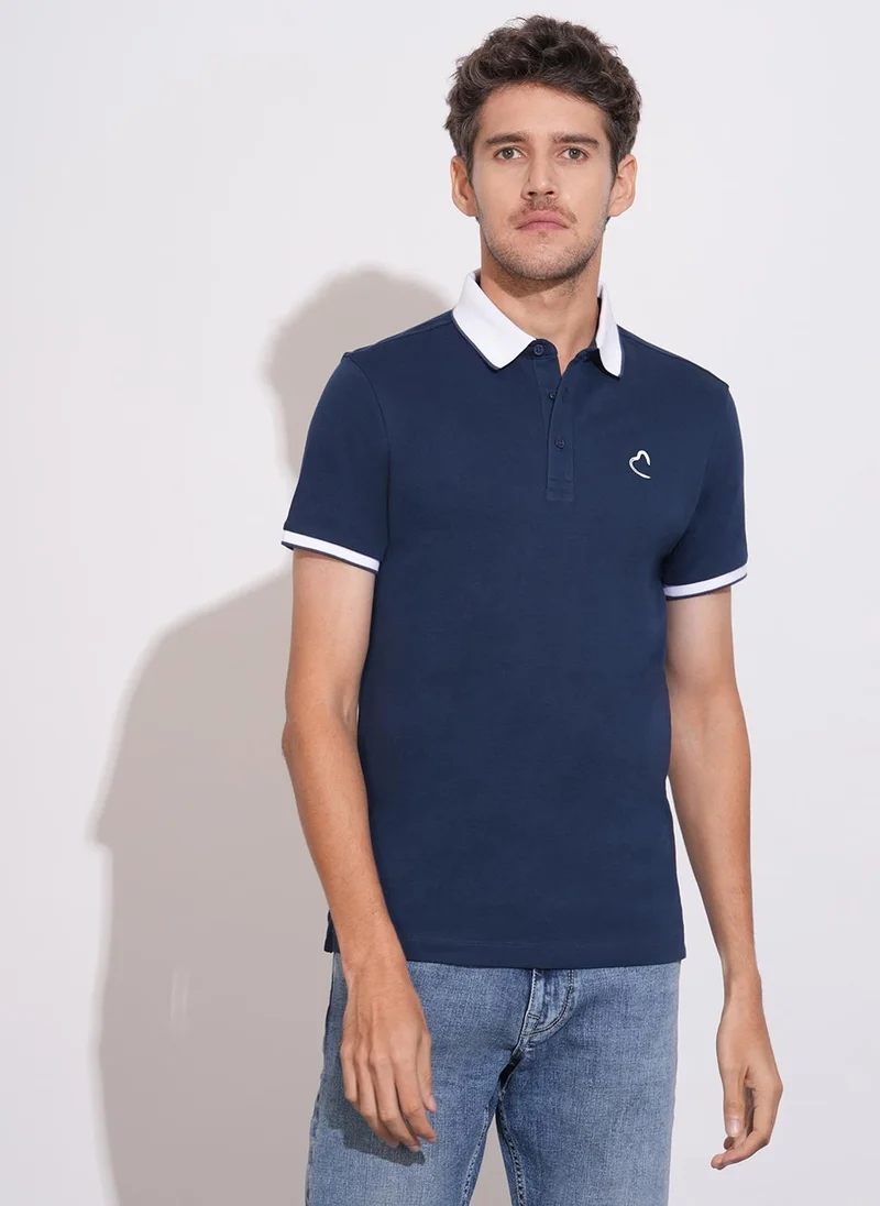 بيينغ هيومان Men Brand Logo Polo Collar Pure Cotton T-shirt