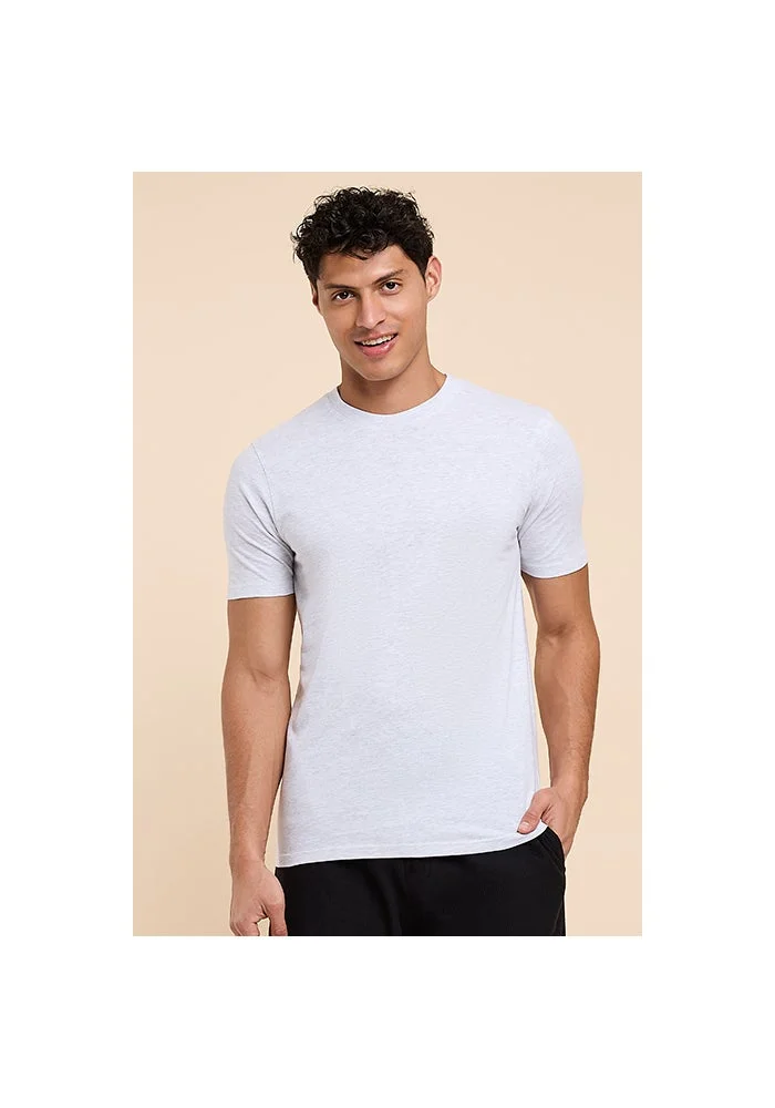 أر أند بي Solid T-Shirt with Crew Neck and Short Sleeves