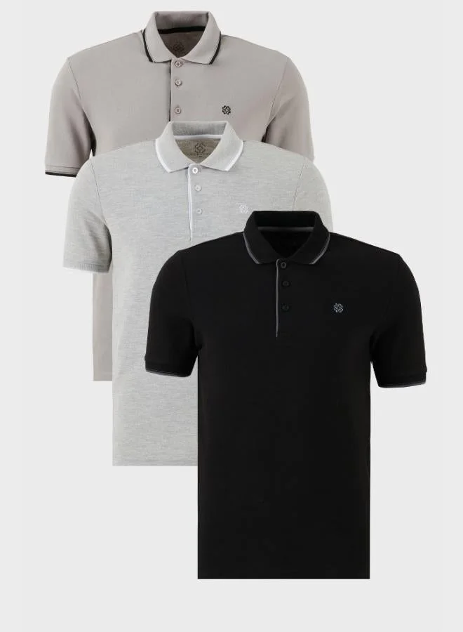 بوراتي تيشيرت رجالي بولو قطن ضيق مخطط  قطع