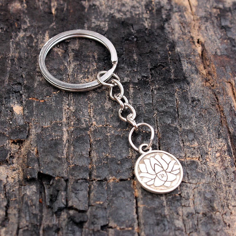 Wish hot sale Supernatural pentagram Sun key pendant DIY wave mountain whale keychain Lotus 3D 