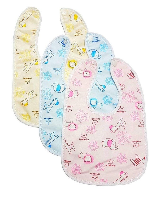 Lappu Baby Button Bibs/Apron Cute Multi Print| Waterproof Bib Set With Newborn Baby Cap Mitten Booties Set (Red) - Image 4