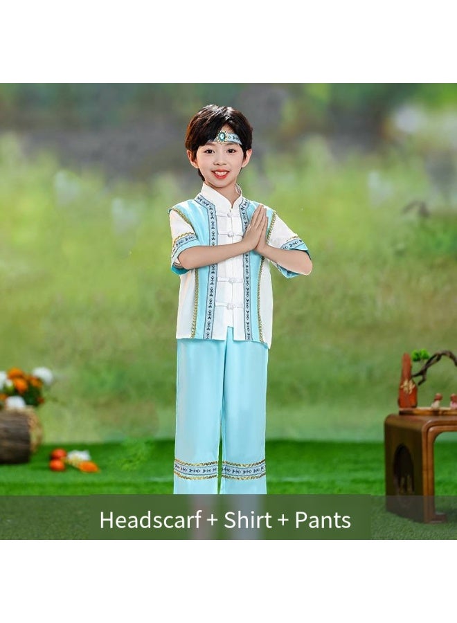 general Chinese Boy Top Skirt Dress Clothing headwear Outfit 3 pcs SET - Image 1