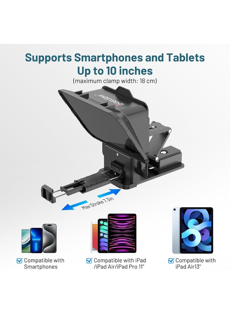Desview P8 Teleprompter For Smartphones And Tablets – Professional Video Recording Teleprompter With Remote Control, Beam Splitter Glass And Adjustable Mount For Content Creation - Image 3