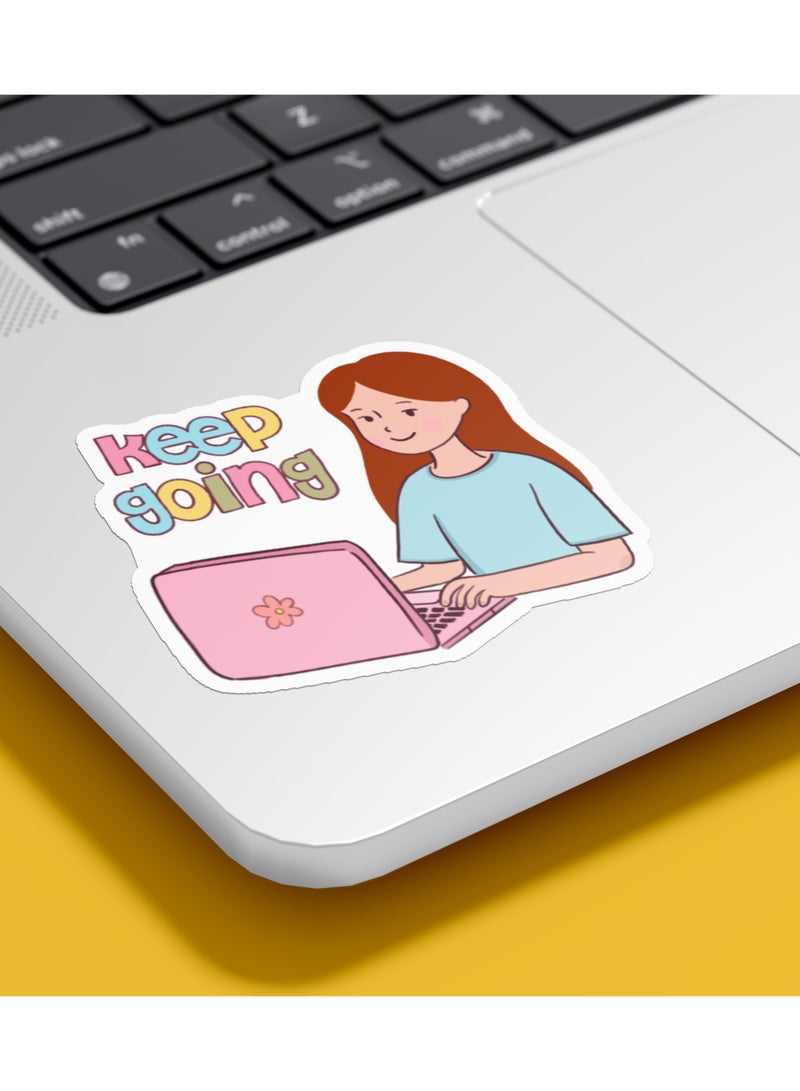 Boomah Accessories 1-Piece Creative Motivation Girl Power Waterproof Vinyl Stickers, Keep Going,  for Laptop , Mobile , Mug , Skateboard , Guitar for kids, adult , girls, nursery 8x6cm - Image 1