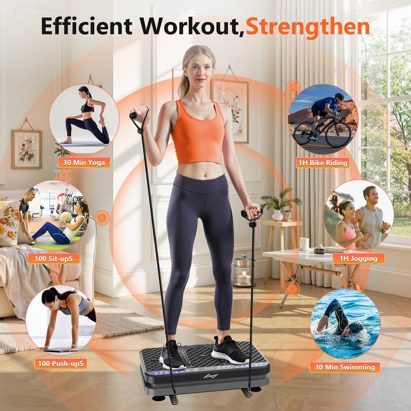 AXV Vibration Plate Fitness Platform Exercise Machine Vibrating Shaking Full Body Shaker Workout Vibrate Stand Shake Board Sport Gym for Weight Loss Fat Burner for Women Men - Image 2