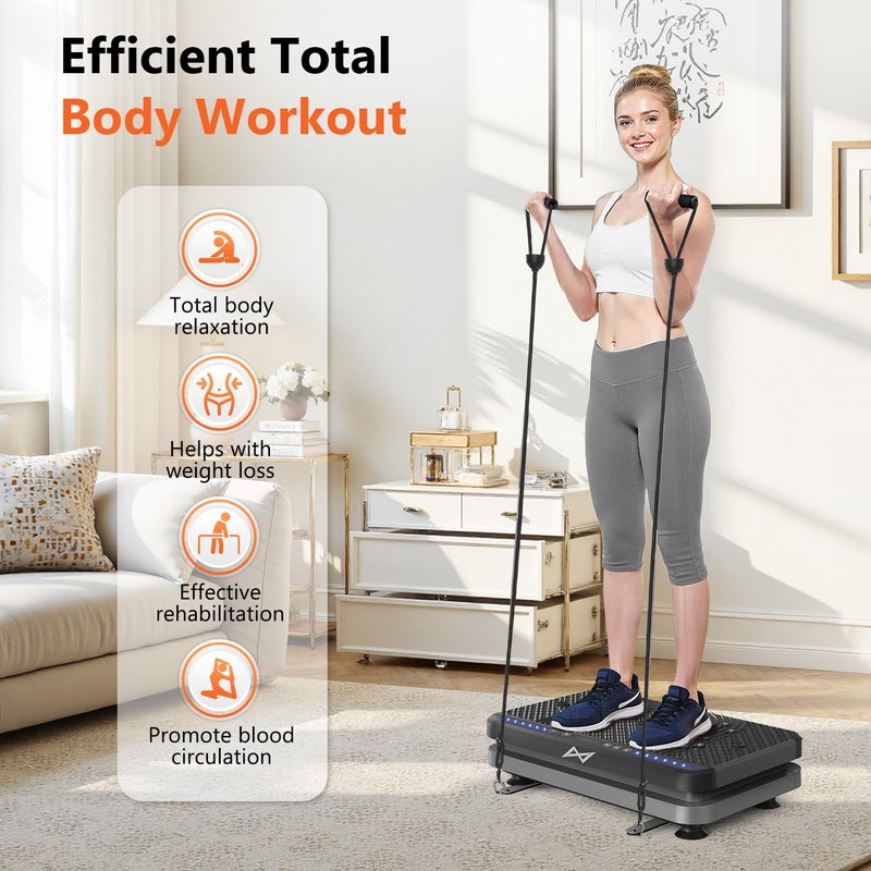 AXV Vibration Plate Fitness Platform Exercise Machine Vibrating Shaking Full Body Shaker Workout Vibrate Stand Shake Board Sport Gym for Weight Loss Fat Burner for Women Men - Image 5