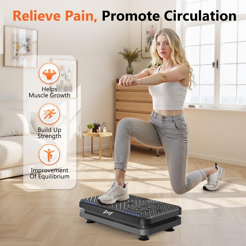 AXV Vibration Plate Fitness Platform Exercise Machine Vibrating Shaking Full Body Shaker Workout Vibrate Stand Shake Board Sport Gym for Weight Loss Fat Burner for Women Men - Image 3
