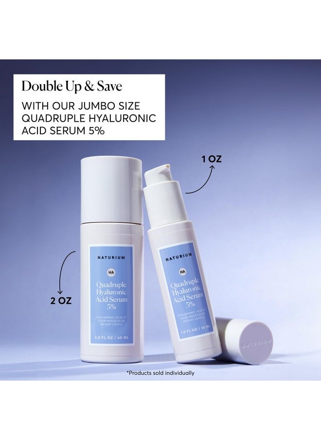 NATURIUM Naturium Quadruple Hyaluronic Acid Serum 5% Jumbo, Hydrating & Plumping Face Serum, Anti-Aging & Moisturizing Skin Care, Fragrance-Free, 2 oz  - Image 4