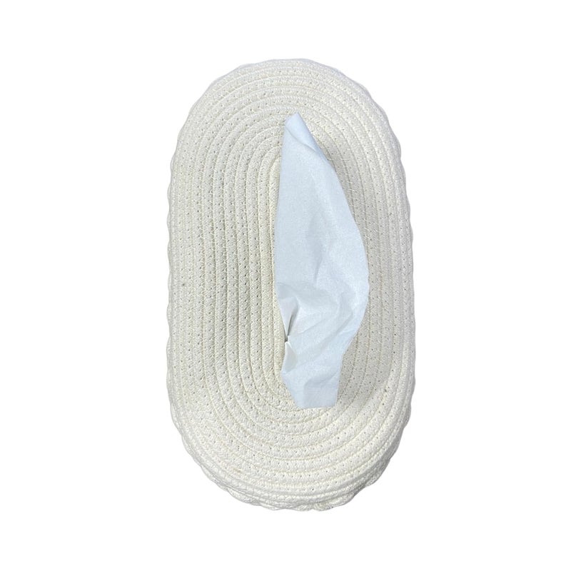 BOBBINY Cotton Tissue Box Holder Rectangular Facial Tissue Box Holder Tissue Dispenser for HomeOfficeCar 28X16X8 Cm Off White Design 2 - Image 4