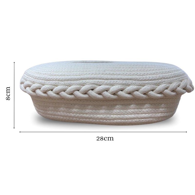 BOBBINY Cotton Tissue Box Holder Rectangular Facial Tissue Box Holder Tissue Dispenser for HomeOfficeCar 28X16X8 Cm Off White Design 2 - Image 3
