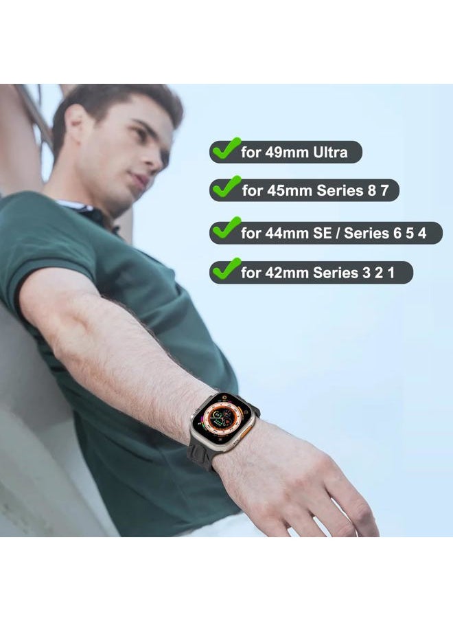 Bandiction - Sport Bands Compatible with Apple Watch Ultra Band, Wide Soft Silicone Apple Watch Band 49mm 45mm 44mm 42mm for Men, Waterproof Replacement Strap for iWatch Ultra 2 Series 9 8 7 6 5 4 SE - Image 1
