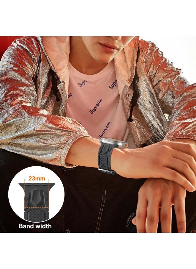 Bandiction - Sport Bands Compatible with Apple Watch Ultra Band, Wide Soft Silicone Apple Watch Band 49mm 45mm 44mm 42mm for Men, Waterproof Replacement Strap for iWatch Ultra 2 Series 9 8 7 6 5 4 SE - Image 1
