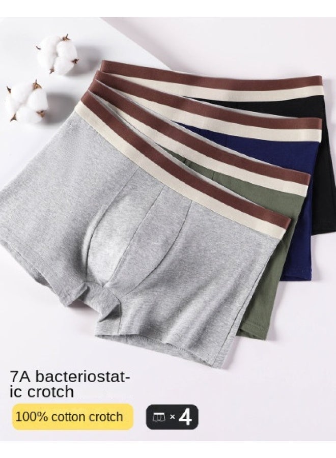 Top melon Cotton Antibacterial Crotch】4 Pairs Of Light Luxury Thin Breathable Men's Underwear For Teen Boys, Boxer Briefs - Image 1