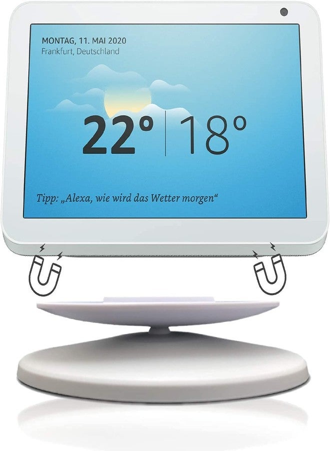 Sintron Smart Display Stand for Echo Show 5 & Echo Show 8 (1st Gen and 2nd Gen) - Adjustable Magnetic Stand Mount with 360 Degree Rotation, Swivel and Tilt Function, and Anti-Slip Base (White) - Image 4