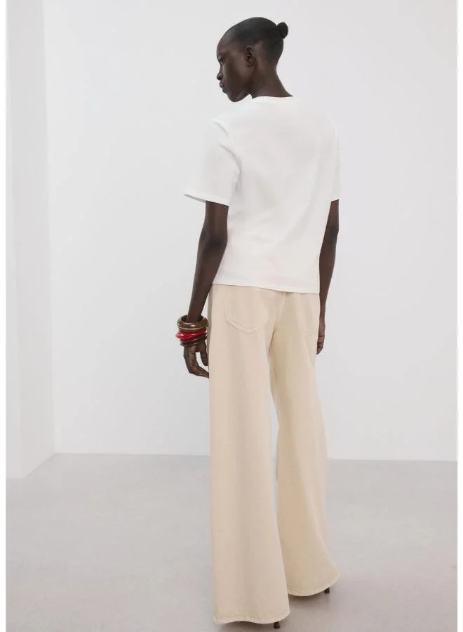 مانجو Embroidered cutwork cotton T-shirt