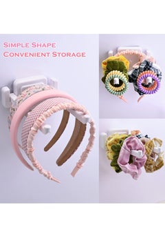 Excefore Scrunchie Holder Organizer, 3Pcs Hair Ties Organizer, Headbands Organizer Hair Bands Organizer, Light Duty Multifunctional, Wall Hook Hanger Adhesive, Plastic White Wall Rack Hooks for Hanging  - Image 2
