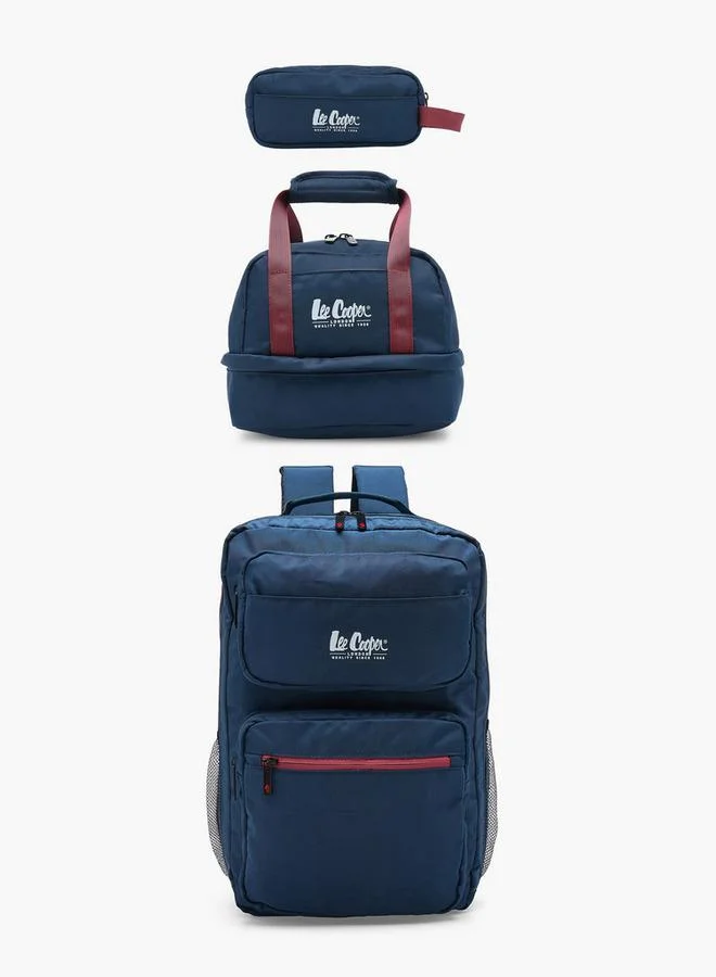لي كوبر Logo Print 3-Piece School Backpack For Kids 13+ Years With Lunch Bag And Pouch