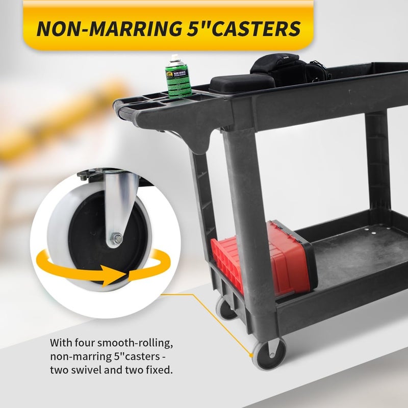 Maxworks عربة خدمة ماكس ووركس 80855 بقدرة 500 رطل مع صينيتين وعجلات بأبعاد إجمالية 30 بوصة × 16 بوصة - Image 5