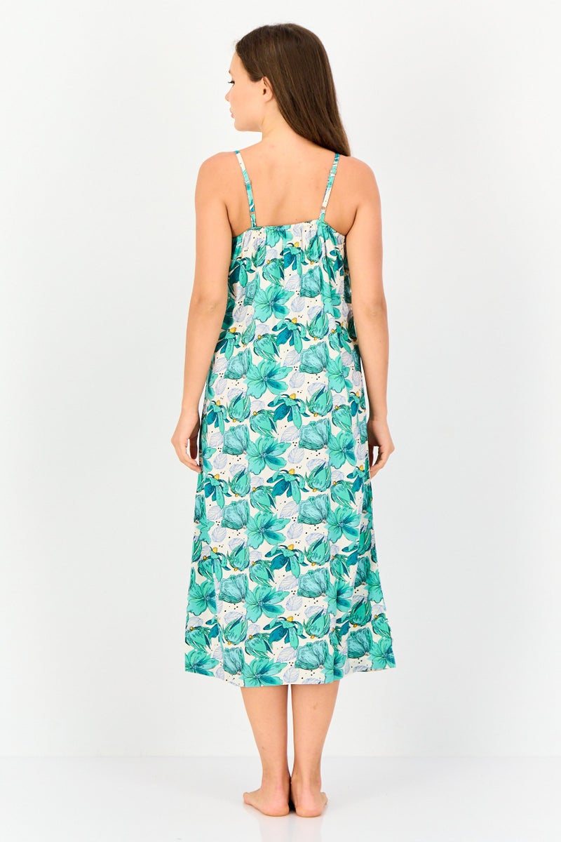 zivame Women Floral Print Short Sleeves Sleeping Dress, Multicolor - Image 4