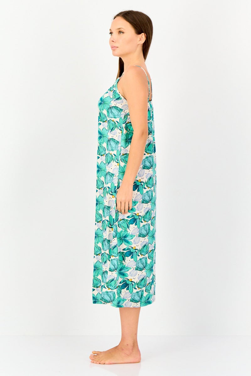 zivame Women Floral Print Short Sleeves Sleeping Dress, Multicolor - Image 2