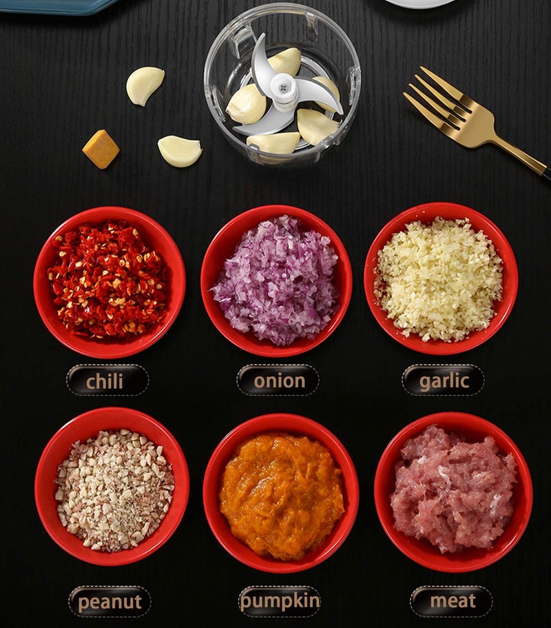 KT-GARY Electric Mini Food Chopper,250ML Portable Garlic Chopper with USB Charging Function, Mini Food Slicer for Onion Vegetables Chili Ginger Meat Nuts Fruits Salad (Green) - Image 2