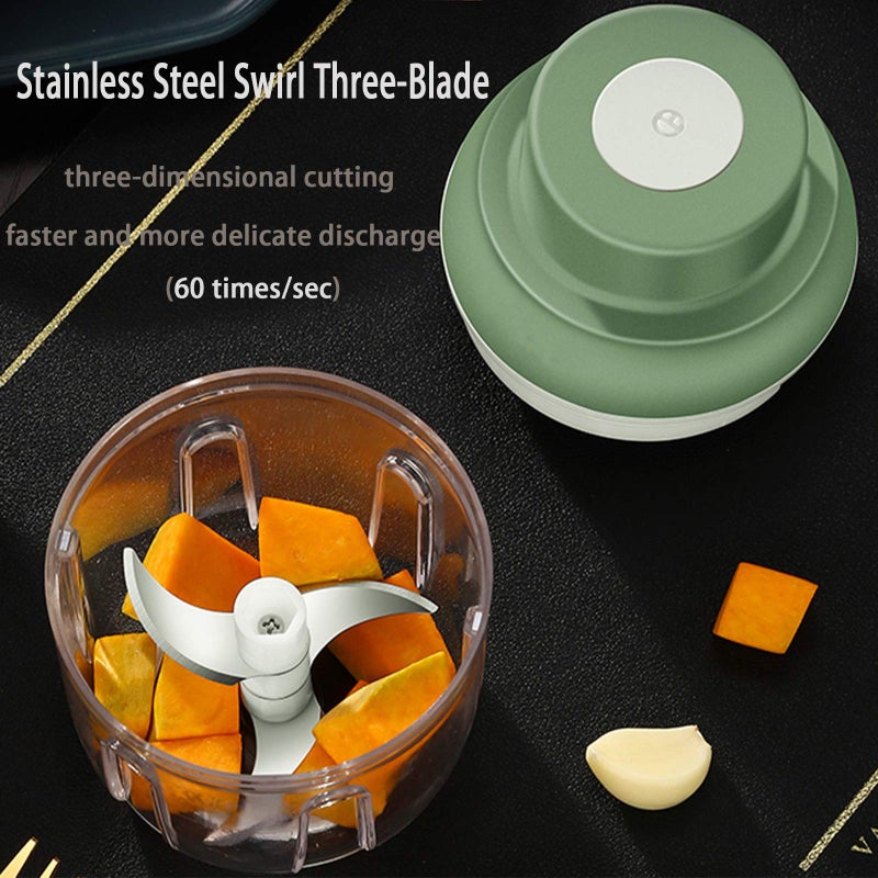 KT-GARY Electric Mini Food Chopper,250ML Portable Garlic Chopper with USB Charging Function, Mini Food Slicer for Onion Vegetables Chili Ginger Meat Nuts Fruits Salad (Green) - Image 3