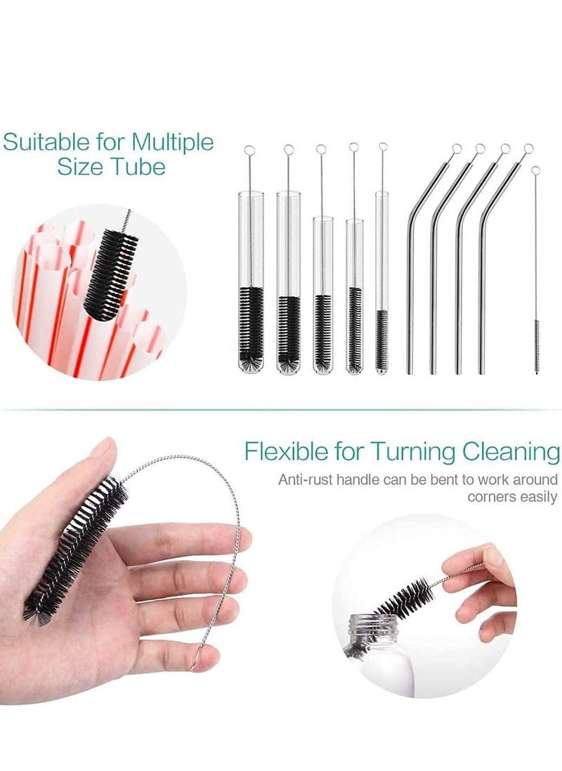 TYCOM Cleaning Brush for Bottle Tube Nozzle, Stainless Steel Multi-purpose Nylon Pipe Drinking Straws Cleaning Brush Set for Jewelry, Keyboard, 10pcs Black  - Image 4
