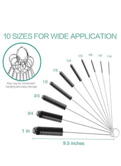 TYCOM Cleaning Brush for Bottle Tube Nozzle, Stainless Steel Multi-purpose Nylon Pipe Drinking Straws Cleaning Brush Set for Jewelry, Keyboard, 10pcs Black  - Image 2