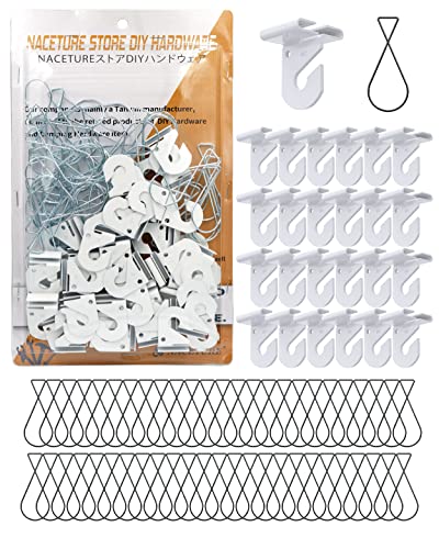 NACETURE 75 PCS Drop Ceiling Hooks – 25 Heavy Duty Ceiling Hooks + 50 Clip-on Tile Hangers, No-Drill, Hold 15 lbs – for Hanging Lights, Decorations, Plants in Home, Office, Classroom - Image 1
